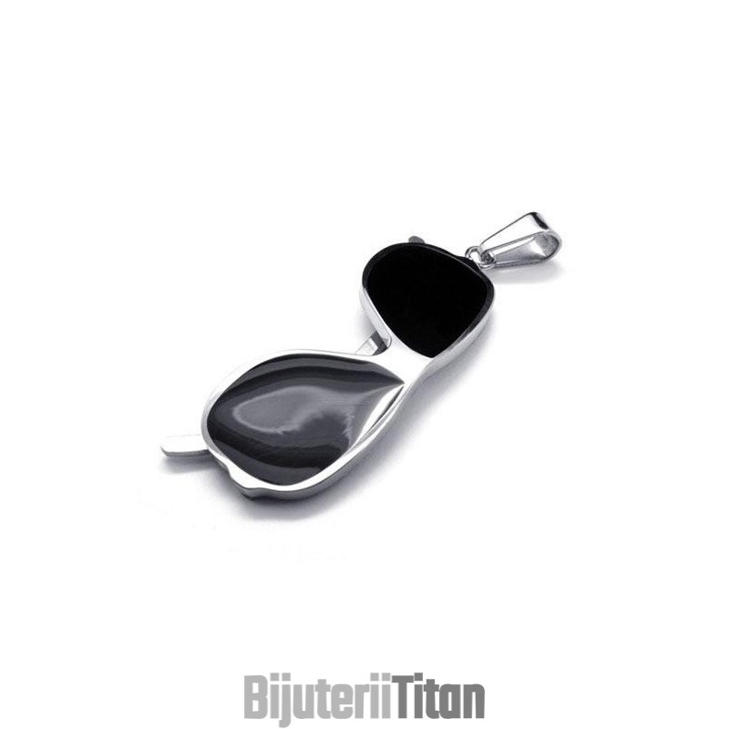 Pandantiv Colier Din Titan Pur, Model Ochelari De Soare Negri Pandantiv Colier Din Titan Pur, Model Ochelari De Soare Negri