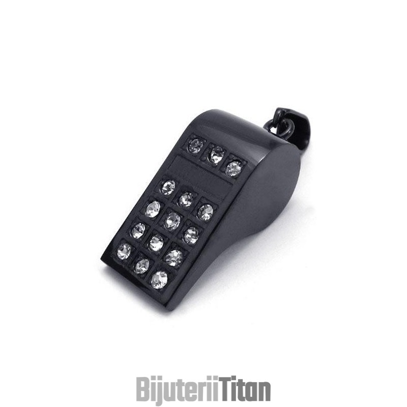 Colier Bărbătesc Cu Fluier Din Titan Pur Negru (Nou) Colier Bărbătesc Cu Fluier Din Titan Pur Negru (Nou)