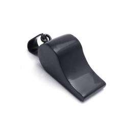 Colier Bărbătesc Cu Fluier Din Titan Pur Negru (Nou)