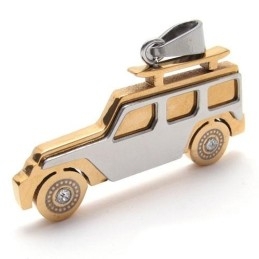 Colier Cu Pandantiv Jeep Din Titan Pur, Auriu, Pentru Bărbați