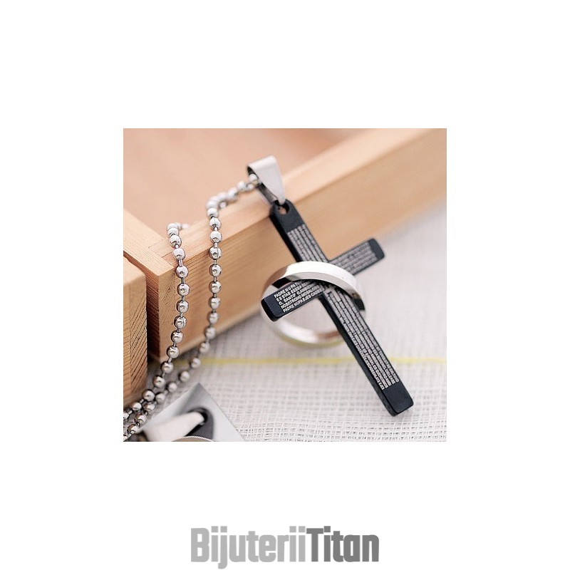 Pandantiv Cruce Din Titan Pentru Bărbați, Model Clasic, Negru, Sfânta Biblie Pandantiv Cruce Din Titan Pentru Bărbați, Model Clasic, Negru, Sfânta Biblie