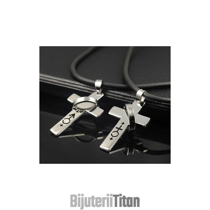 Colier Cu Pandantiv Și Simboluri Masculine Și Feminine Cu Îndrăgostiți