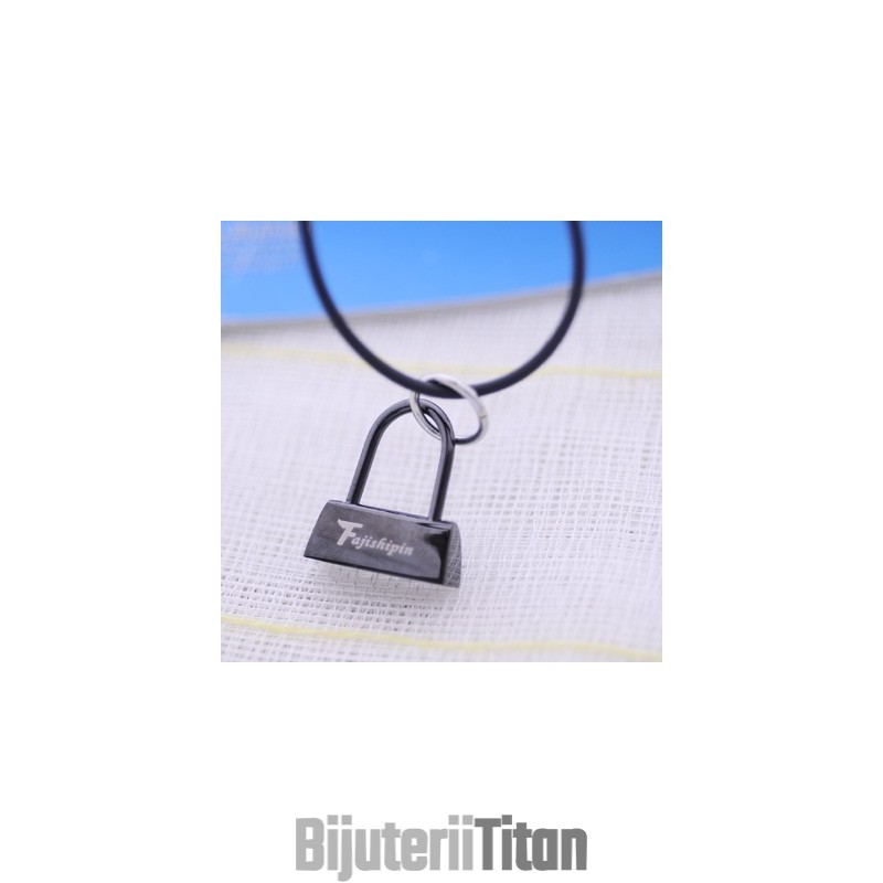 Colier Cu Pandantiv Din Titan, Cu Lacăt Negru Și Verset Biblic, La Modă, Cruce Colier Cu Pandantiv Din Titan, Cu Lacăt Negru Și Verset Biblic, La Modă, Cruce