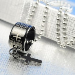 Inel Cadou La Modă Și Pandantiv Cruce Din Titan Negru