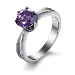 Inel De Titan Pentru Femei, Cu Diamant Violet, Care Se Vinde Bine În Întreaga Lume