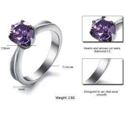 Inel De Titan Pentru Femei, Cu Diamant Violet, Care Se Vinde Bine În Întreaga Lume