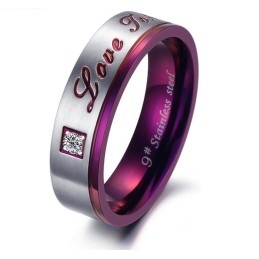 Inel Din Titan Violet De Calitate Superioară Pentru Îndrăgostiți