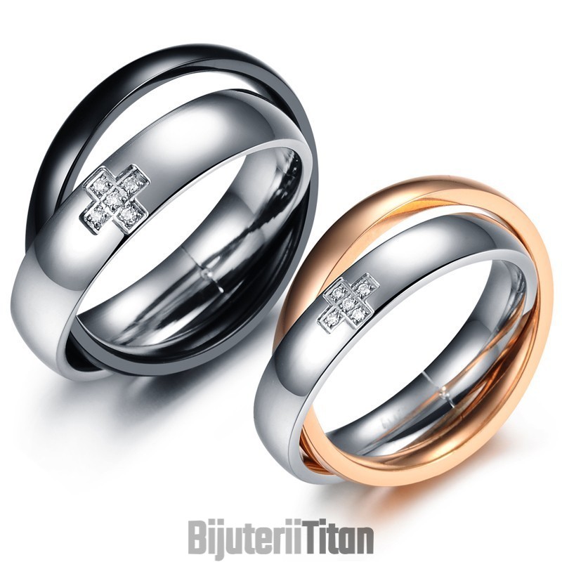 Inel De Titan Cu Cruce De Calitate Stabilă Pentru Îndrăgostiți Cu Diamant Inel De Titan Cu Cruce De Calitate Stabilă Pentru Îndrăgostiți Cu Diamant