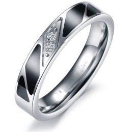 Inel De Titan De Înaltă Calitate Pentru Îndrăgostiți Cu Diamant
