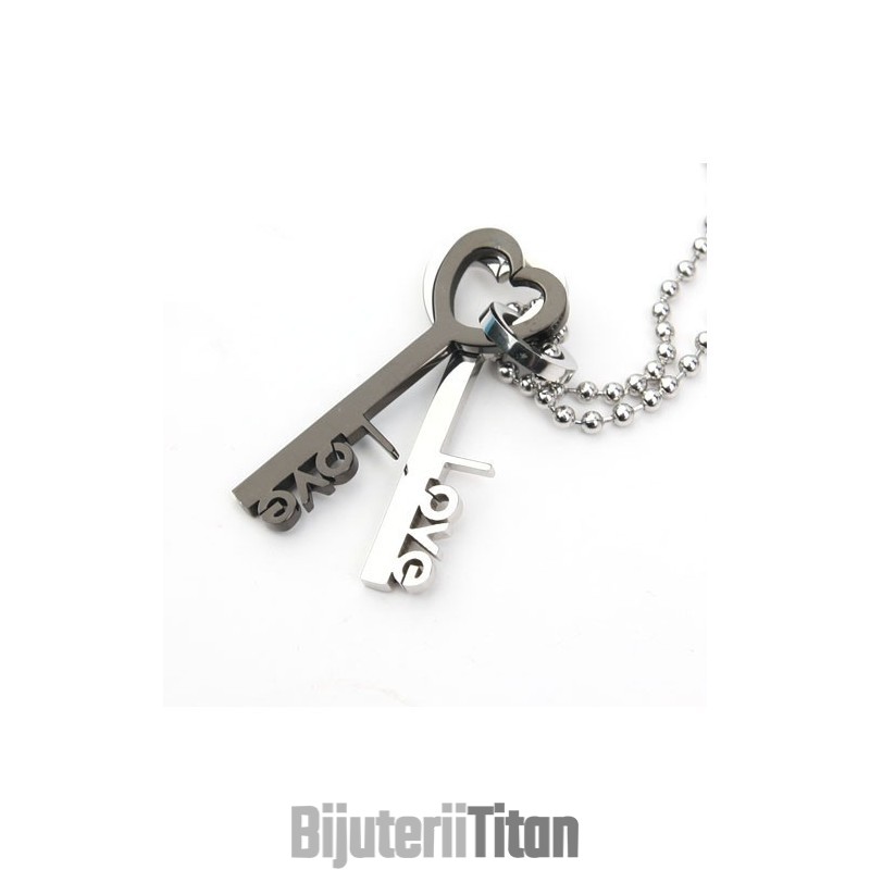 Colier Cu Pandantiv Din Titan Love Key, Îndrăgostiți Și Iubiți Colier Cu Pandantiv Din Titan Love Key, Îndrăgostiți Și Iubiți