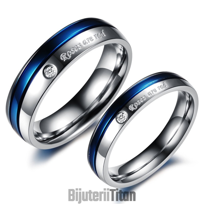 Inel De Titan Alb Și Albastru Cu Reputație Fiabilă Pentru Îndrăgostiți, Cu Diamant Inel De Titan Alb Și Albastru Cu Reputație Fiabilă Pentru Îndrăgostiți, Cu Diamant