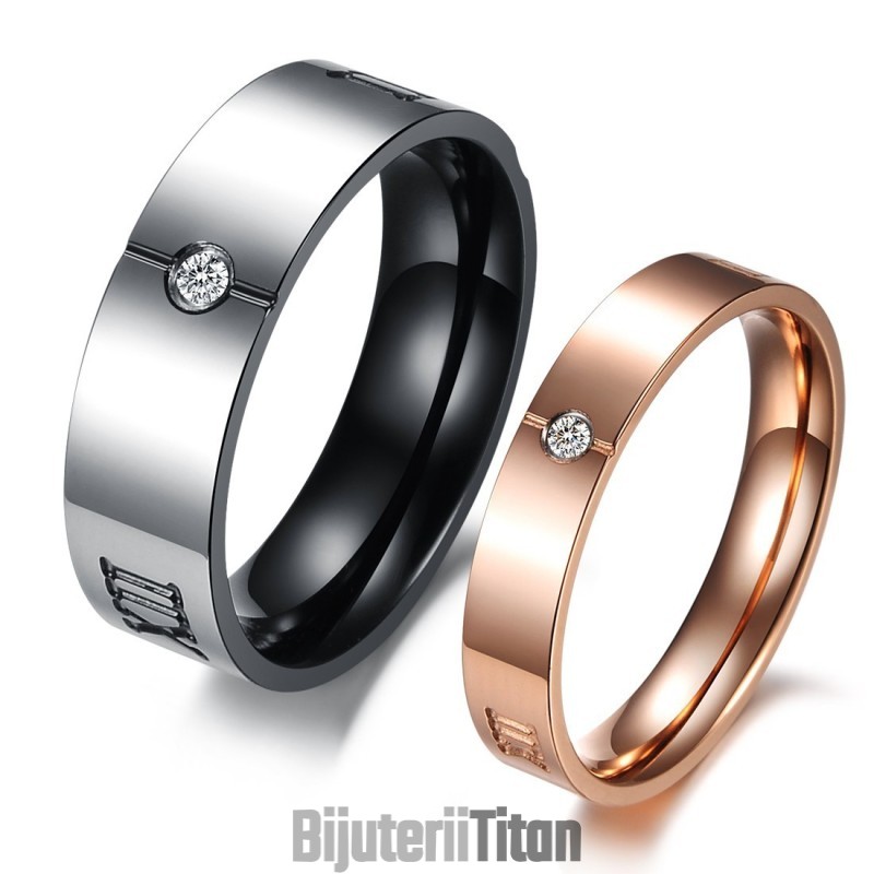 Inel De Titan Cu Cifre Romane De Performanță Fiabilă Pentru Îndrăgostiți