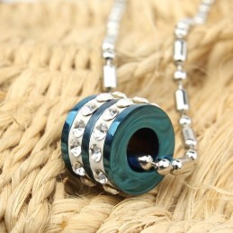 Inel Albastru La Modă Cu Pandantiv Și Colier Din Titan Cu Diamant