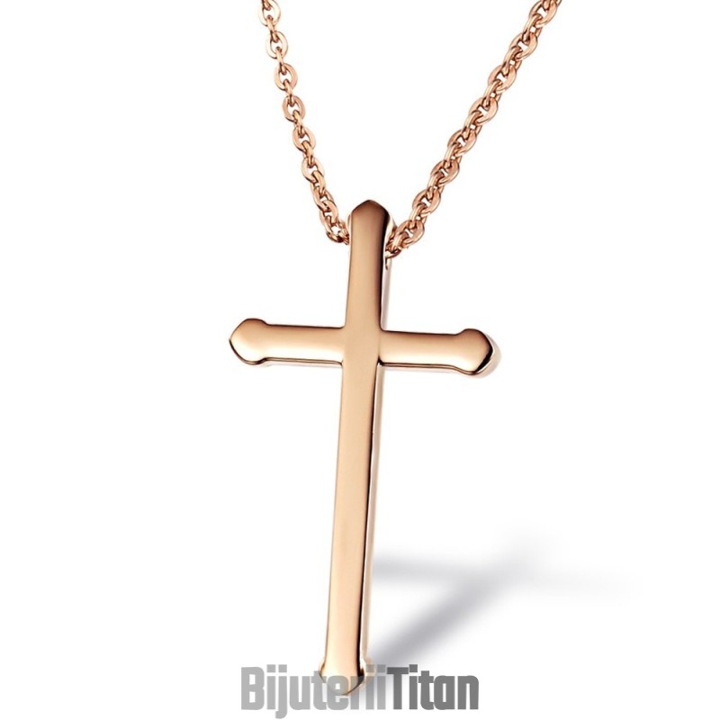 Colier Din Titan Cu Cruce Feminină De Calitate Stabilă