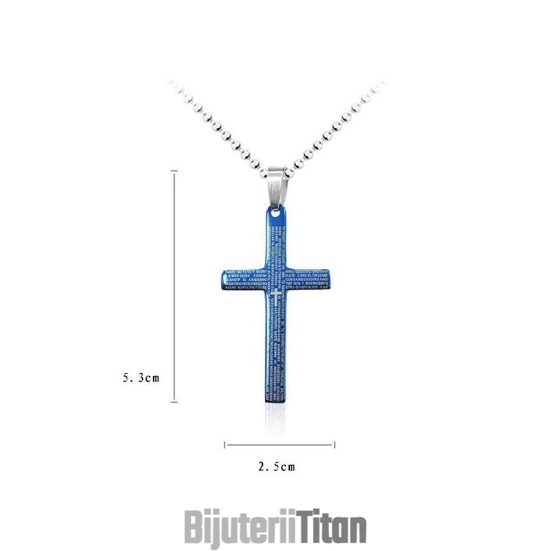 Pandantiv Și Colier Exquisite Man Blue Bible Cross Pandantiv Și Colier Exquisite Man Blue Bible Cross