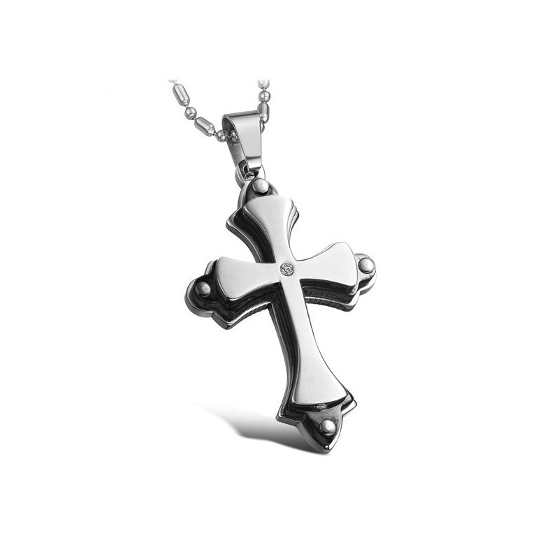 Colier Din Titan Cu Cruce, Calitate Și Cantitate Garantate, Cu Stras Colier Din Titan Cu Cruce, Calitate Și Cantitate Garantate, Cu Stras
