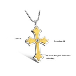 Colier Din Titan Cu Cruce Pentru Femei, Complet În Specificații, Cu Stras