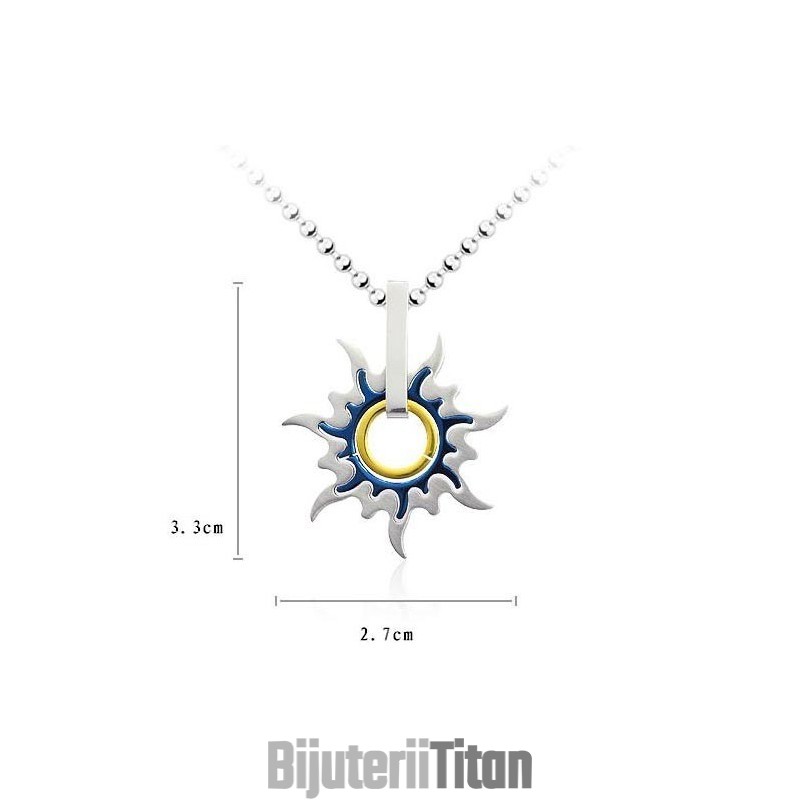 Pandantive Și Colier Pentru Bărbați Din Titan Pur La Modă, Roată Solară Pandantive Și Colier Pentru Bărbați Din Titan Pur La Modă, Roată Solară