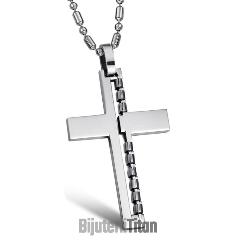 Colier Din Titan Cu Cruce Masculină, Calitate Și Cantitate Garantate