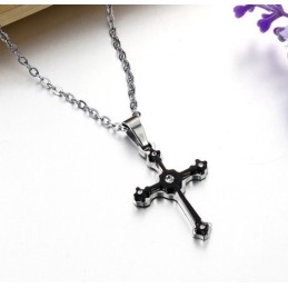 Colier Din Titan Cu Cruce Feminină De Calitate Excelentă Și Stras