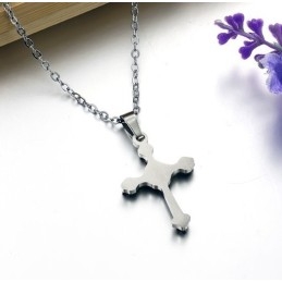 Colier Din Titan Cu Cruce Feminină De Calitate Excelentă Și Stras