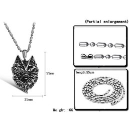 Colier Din Titan Cu Totem Lup, Complet În Specificații, Pentru Bărbați