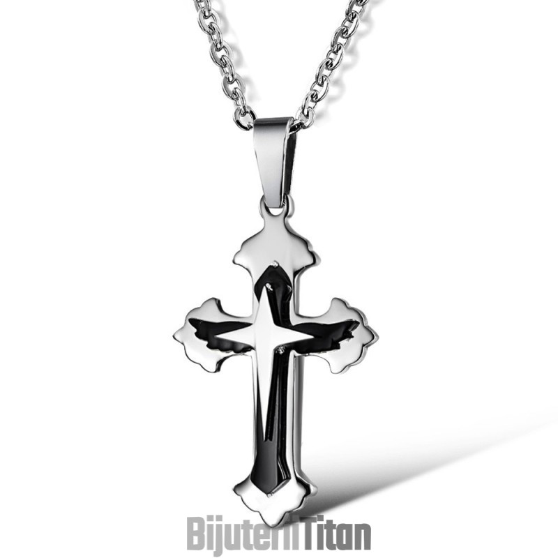 Colier Din Titan Cu Cruce Masculină De Calitate Stabilă