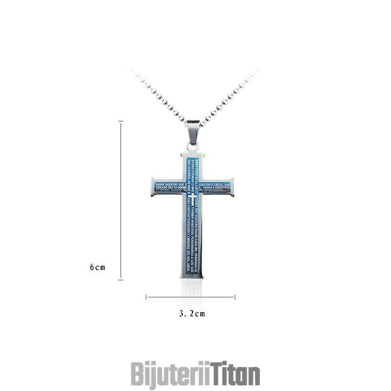 Pandantiv Și Colier Din Titan Cu Cruce Albastră Și Argintie Biblie Pandantiv Și Colier Din Titan Cu Cruce Albastră Și Argintie Biblie