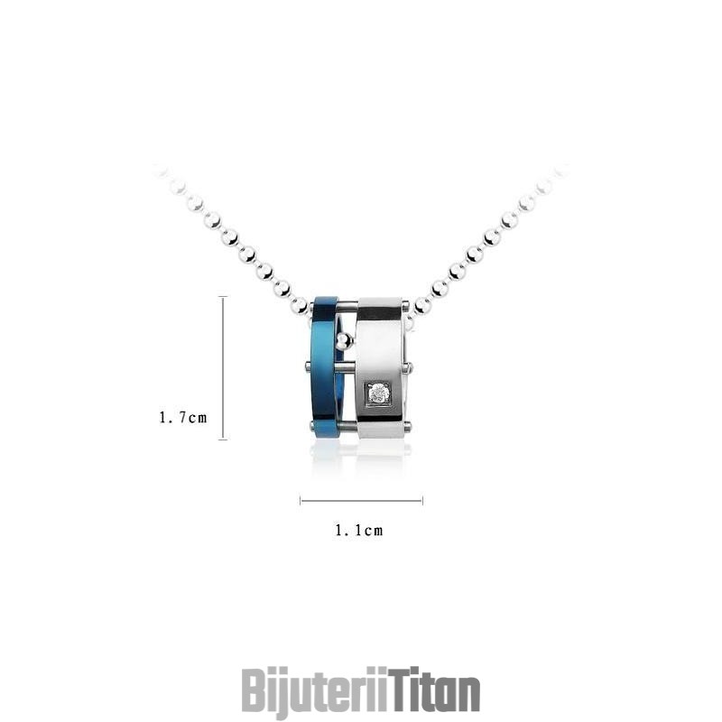 Colier Cu Pandantiv Din Titan Pur, Model Albastru Pentru Bărbat (Nou)