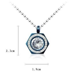 Colier Cu Pandantiv Hexagram Blue Din Titan Pur Și Diamant