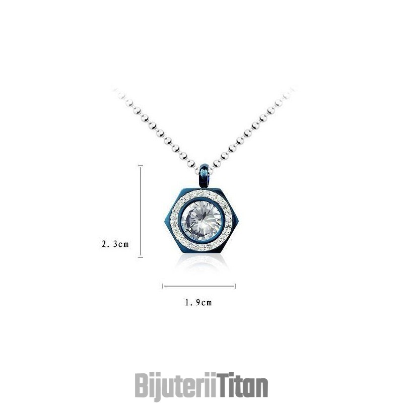 Colier Cu Pandantiv Hexagram Blue Din Titan Pur Și Diamant