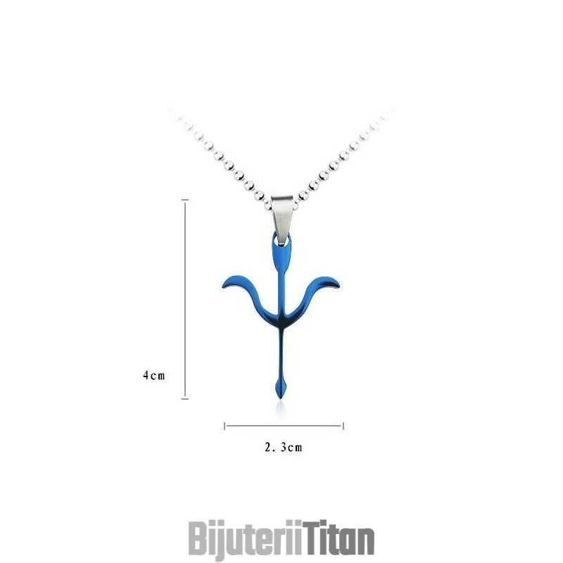 Pandantiv Și Colier Din Titan Albastru Cu Săgeata Lui Cupidon