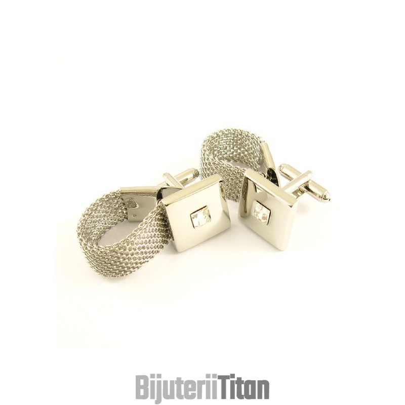 Butoni Din Titan Cu Design Special Și Diamant Butoni Din Titan Cu Design Special Și Diamant