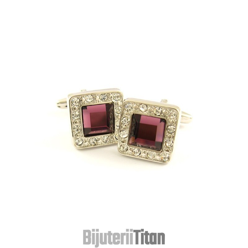 Butoni Pătrați Din Titan Cu Diamante Și Zirconiu Pătrat Mov Butoni Pătrați Din Titan Cu Diamante Și Zirconiu Pătrat Mov