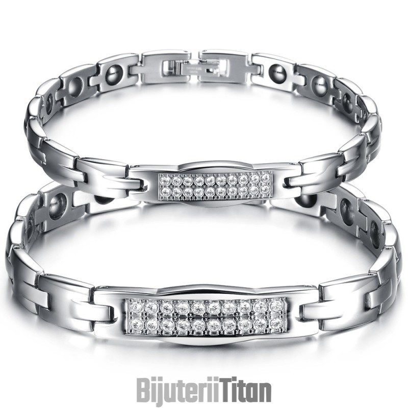 Brățară Regina Sănătății De Calitate Cu Magnet Din Titan Pentru Îndrăgostiți Și Diamant
