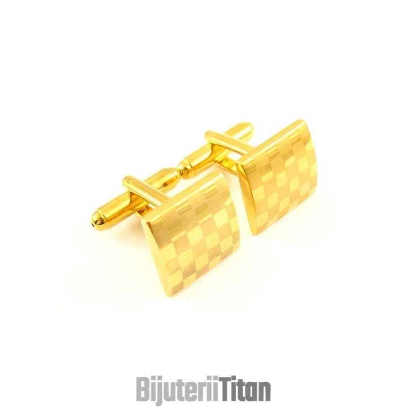Butoni Pătrați Din Titan Placați Cu Aur