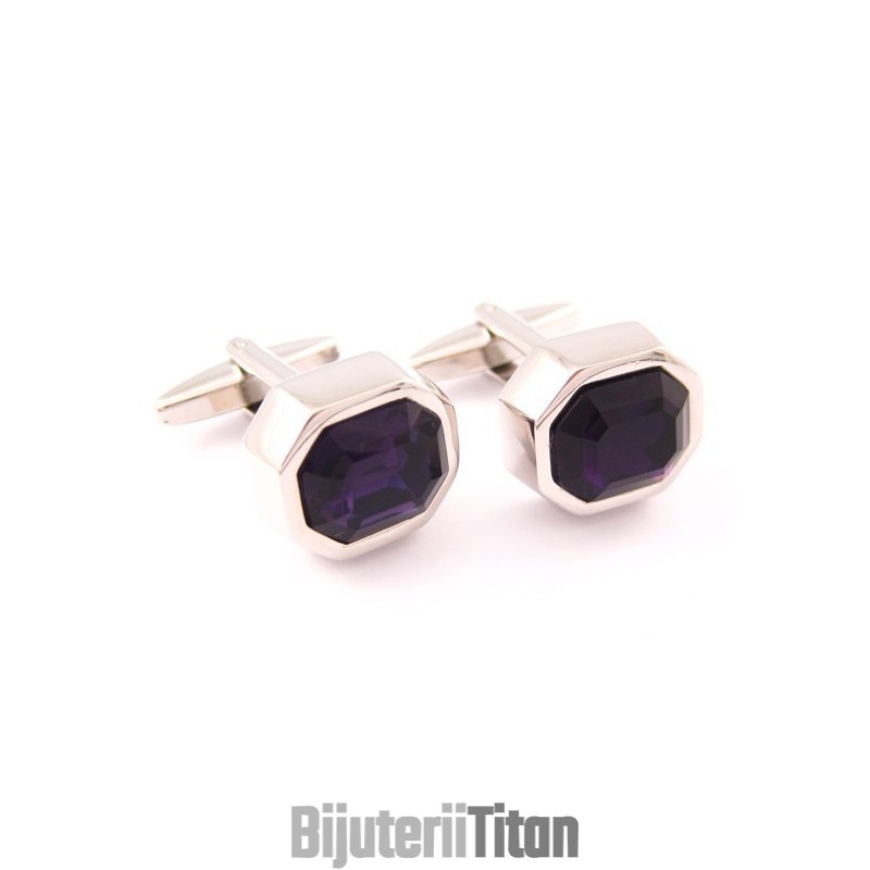 Butoni De Manșetă Din Titan La Modă Cu Opal Violet Misterios Butoni De Manșetă Din Titan La Modă Cu Opal Violet Misterios