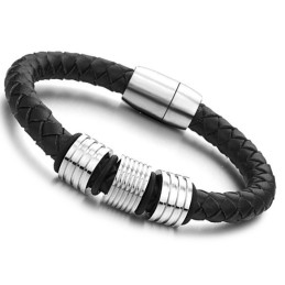Brățară Din Piele De Titan Negru De Înaltă Calitate