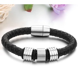 Brățară Din Piele De Titan Negru De Înaltă Calitate