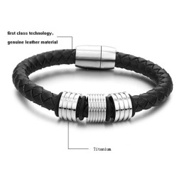 Brățară Din Piele De Titan Negru De Înaltă Calitate