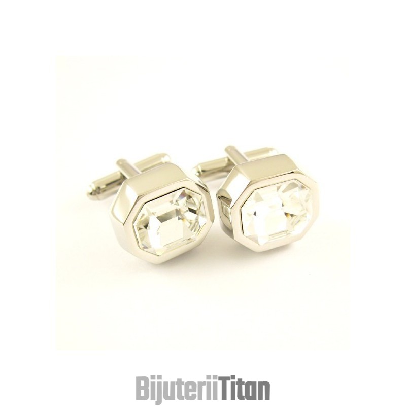 Butoni Octogonali Din Titan Cu Zirconiu Strălucitor