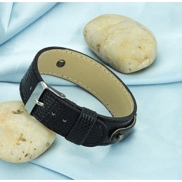 Brățară Din Piele Neagră De Titan Cu Varietăți Largi