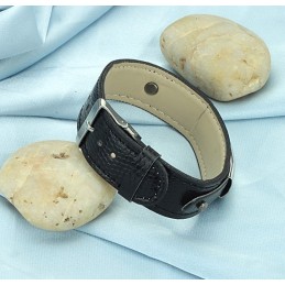 Brățară Din Piele Neagră De Titan De Calitate Stabilă