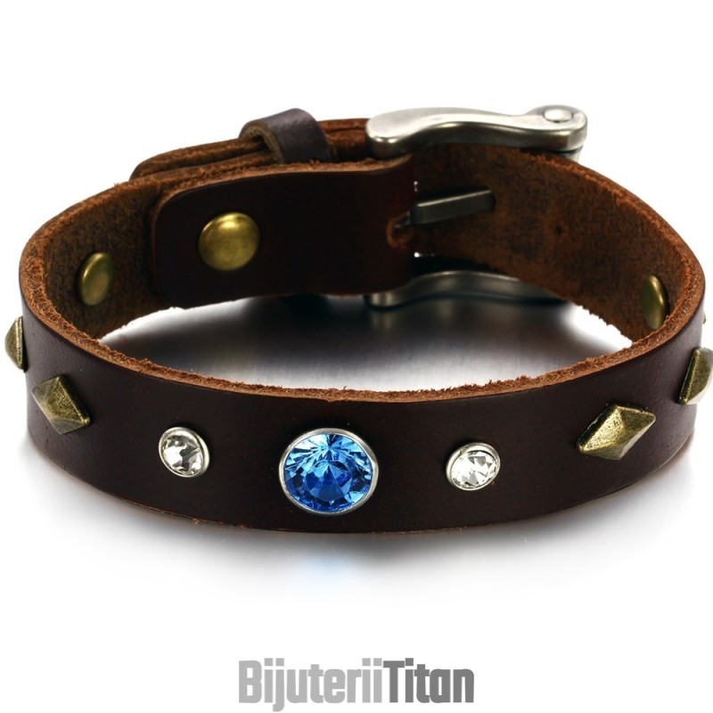 Brățară Retro Din Piele De Titan, Durabilă Și Rezistentă La Utilizare, Cu Strasuri Brățară Retro Din Piele De Titan, Durabilă Și Rezistentă La Utilizare, Cu Strasuri