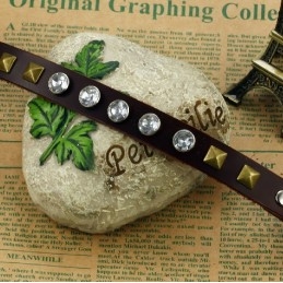 Brățară Retro Din Piele De Titan De Înaltă Calitate Cu Stras