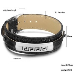 Brățară Din Piele De Titan Negru De Calitate Superioară