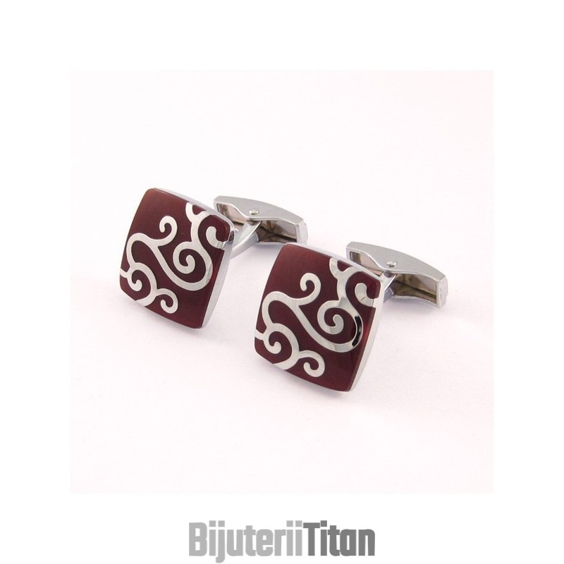 Butoni Din Titan Vermilion Cu Modele Sculptate Clasice Din Argint Butoni Din Titan Vermilion Cu Modele Sculptate Clasice Din Argint