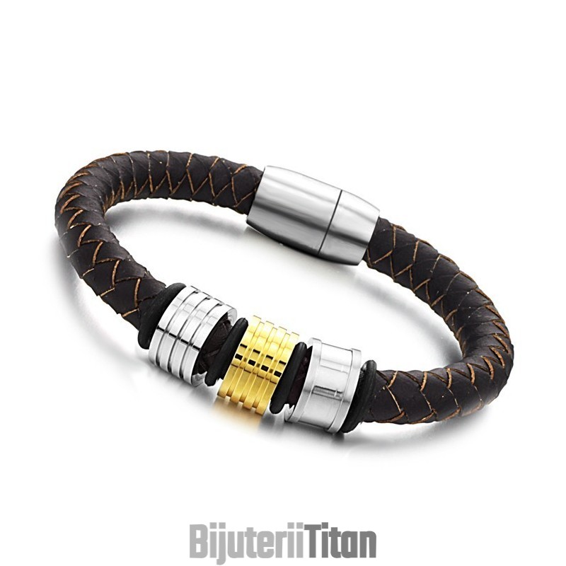 Brățară Din Piele De Titan Maro, De Calitate Și Cantitate Garantate, Pentru Bărbați Brățară Din Piele De Titan Maro, De Calitate Și Cantitate Garantate, Pentru Bărbați
