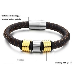Brățară Din Piele De Titan Maro De Calitate Excelentă Pentru Bărbați
