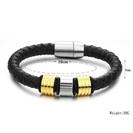 Brățară Din Piele De Titan Negru De Calitate Superioară